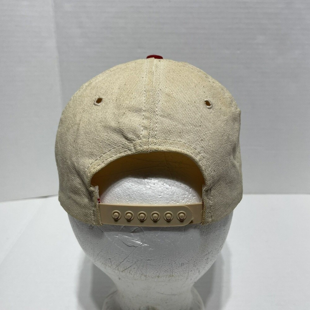 Vintage Coca Cola Snapback Hat, Cream/Red Embroidered. Louisville MFG USA, Stain - Picture 3 of 9